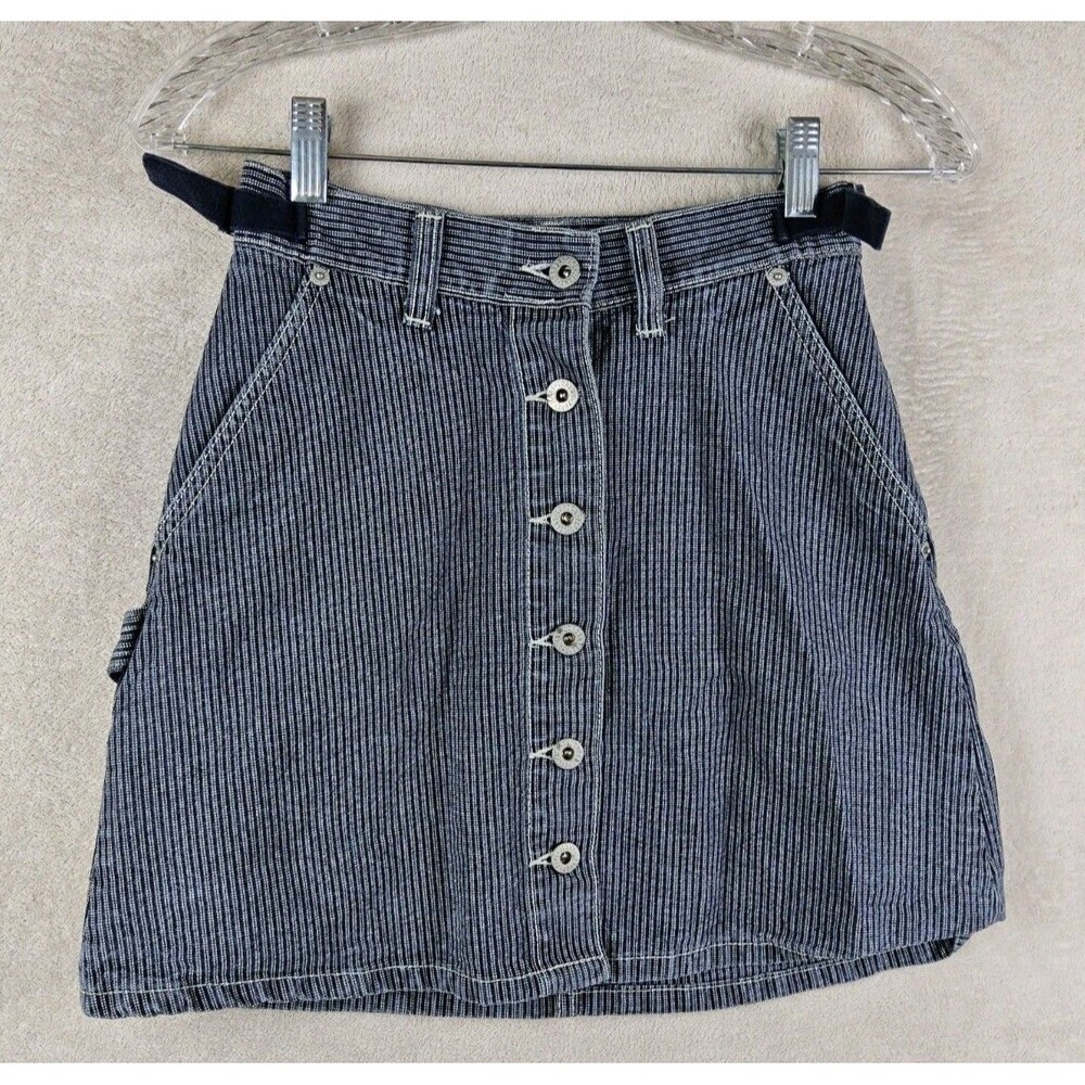 Pepe Jeans London Women's Striped Button Front Carpenter Skirt Size 25